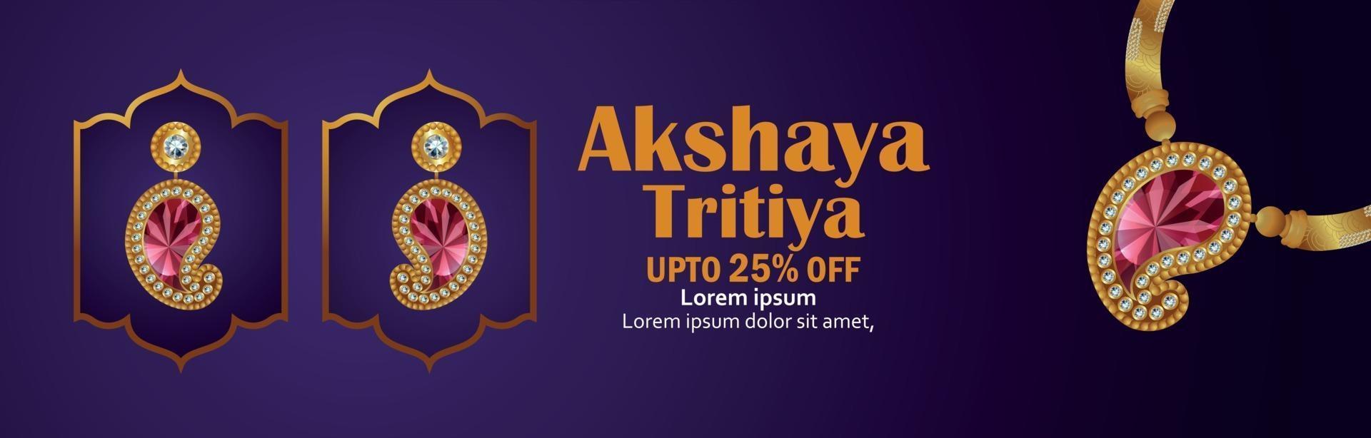 Indian festival of akshaya tritiya sale header with gold necklace vector
