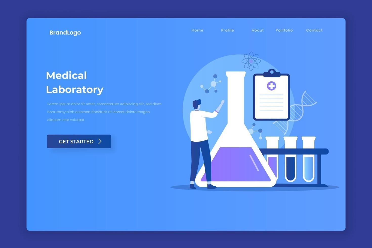 Medical laboratory illustration landing page vector