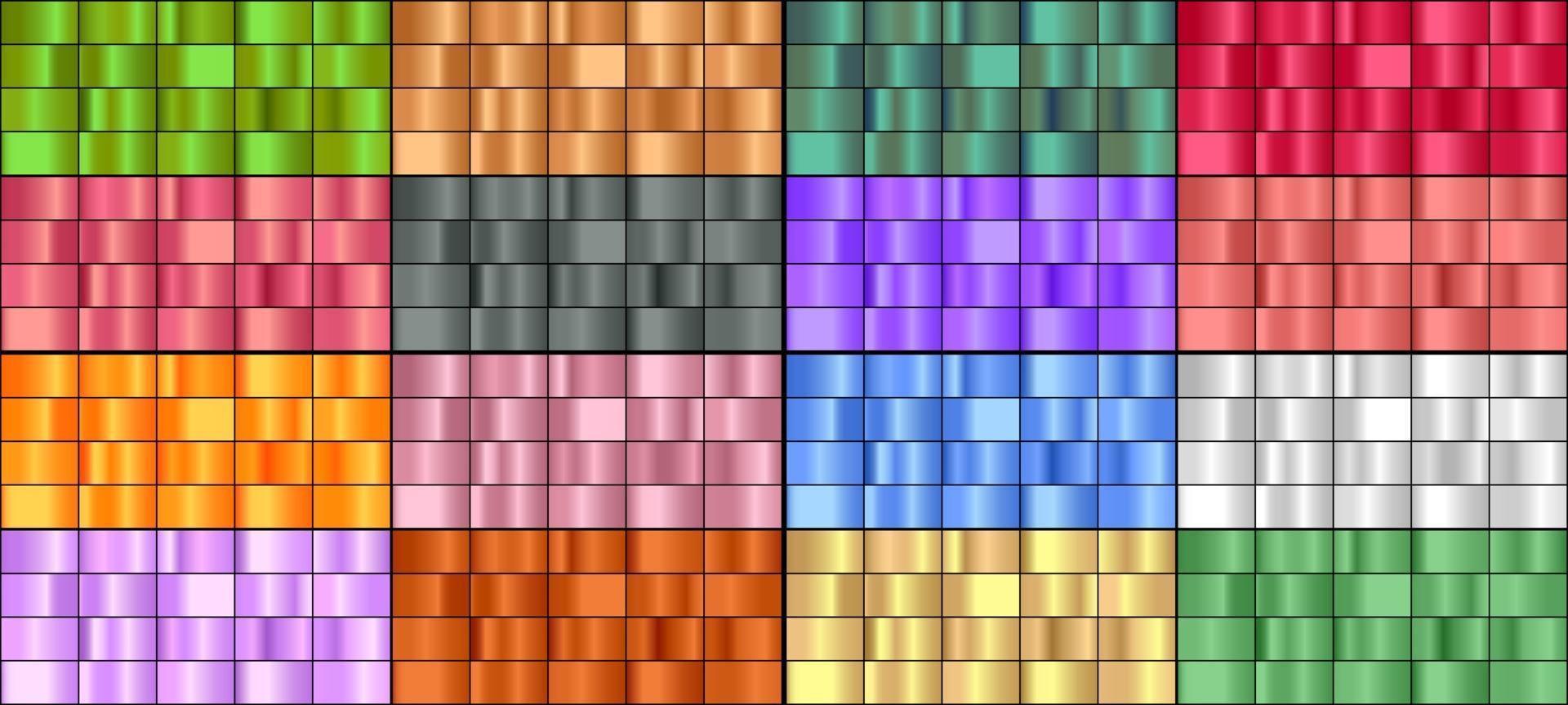 Vector set of colorful metal gradients