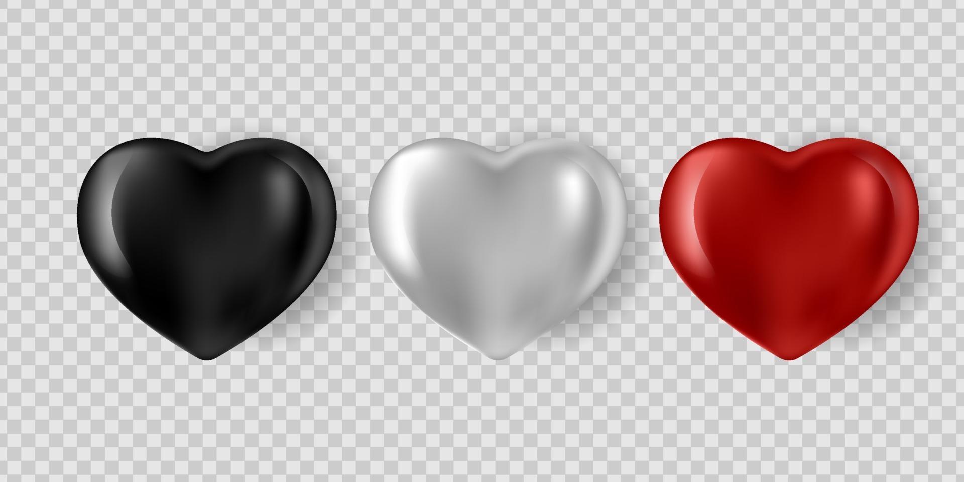 Set of realistic 3d hearts isolated vector