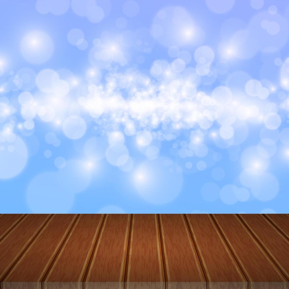 Wood table top on sky background vector