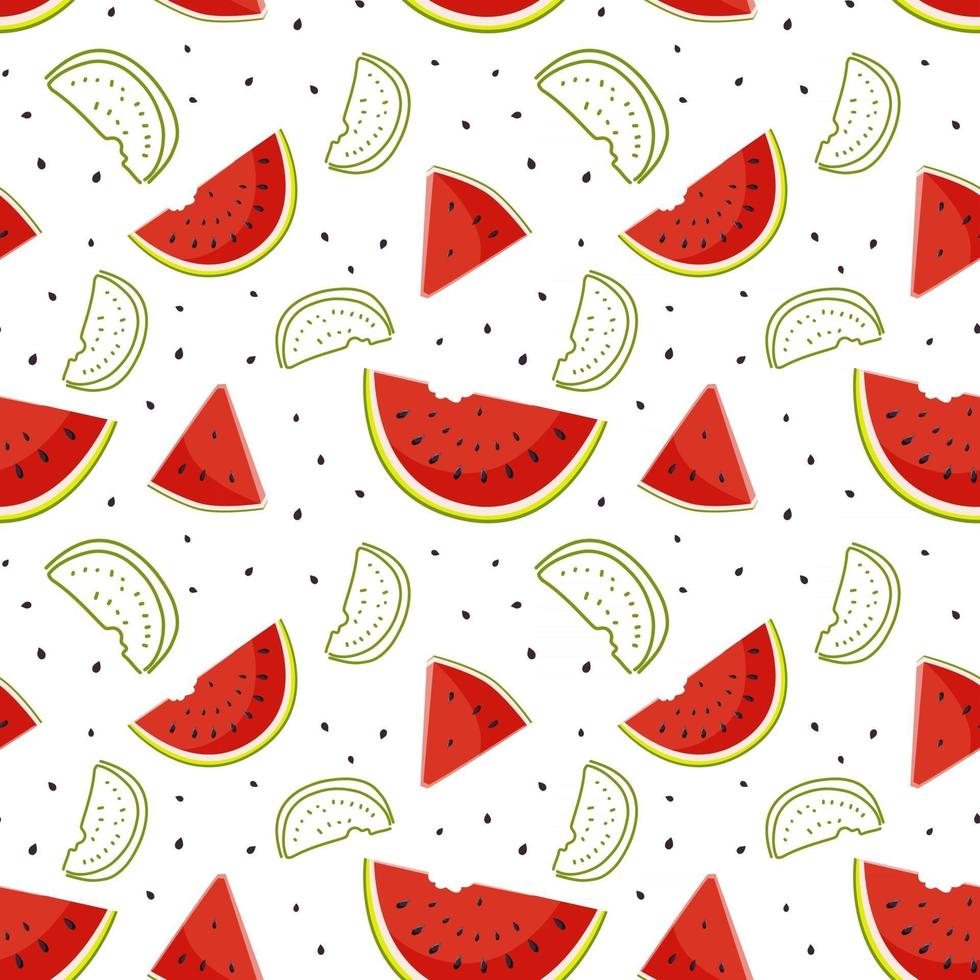 Seamless pattern with watermelon slices and seeds vector