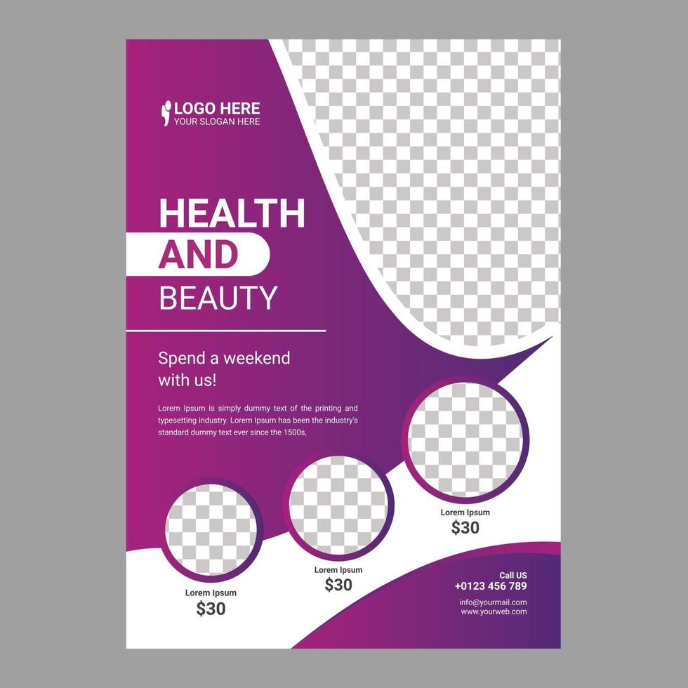 Health and Beauty flyer poster leaflet design template layout vector