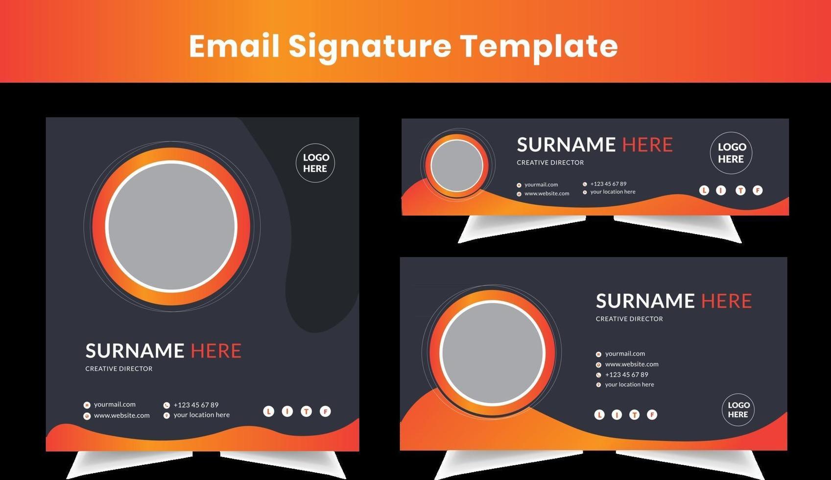 email signature design template personal business mail layout set vector