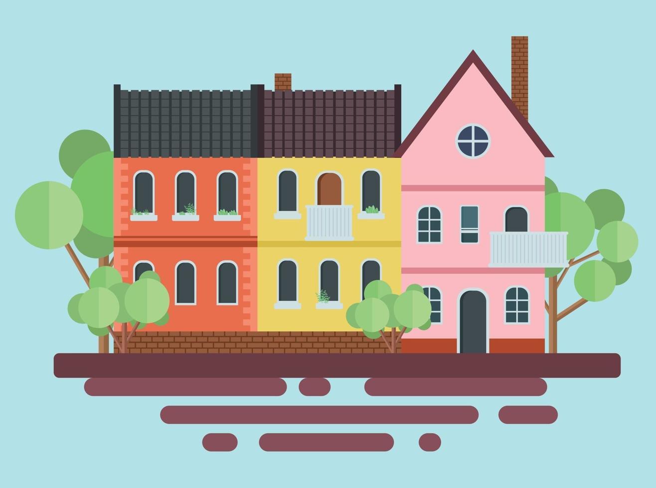Scene with tiny houses vector