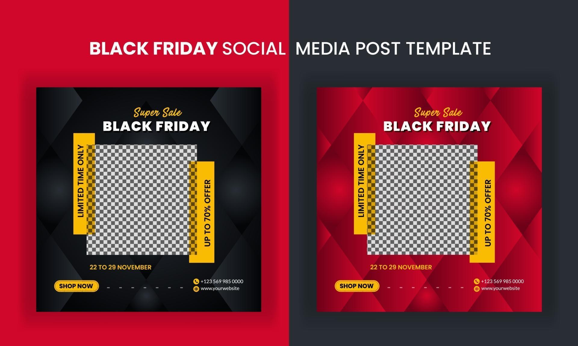 Black friday social media post template 2385579 Vector Art at Vecteezy