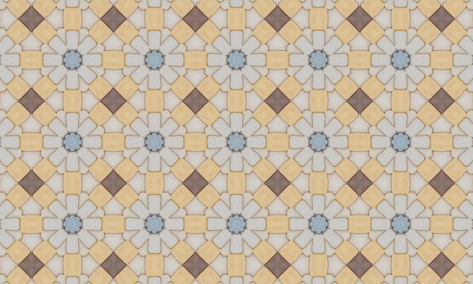 Kaleidoscope patterned floor tiles with abstract geometric pattern photo