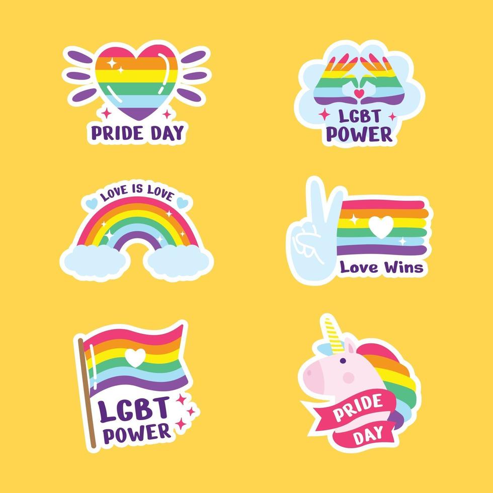 Hand Drawn Pride Day Sticker Set vector