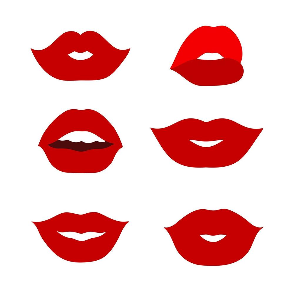 conjunto de iconos simples con labios ilustración vectorial vector