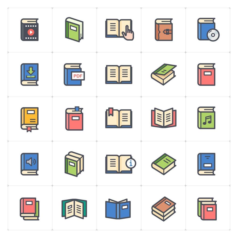 línea de libro con iconos de color ilustración vectorial sobre fondo blanco vector