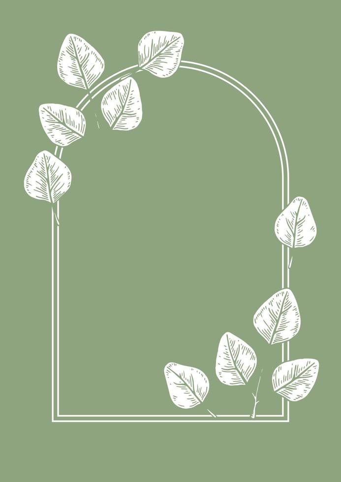 Modern frame with eucalyptus branch vector