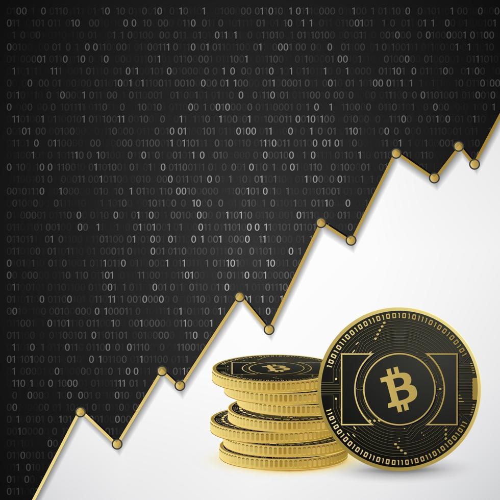 Bitcoin Binary Black Background vector