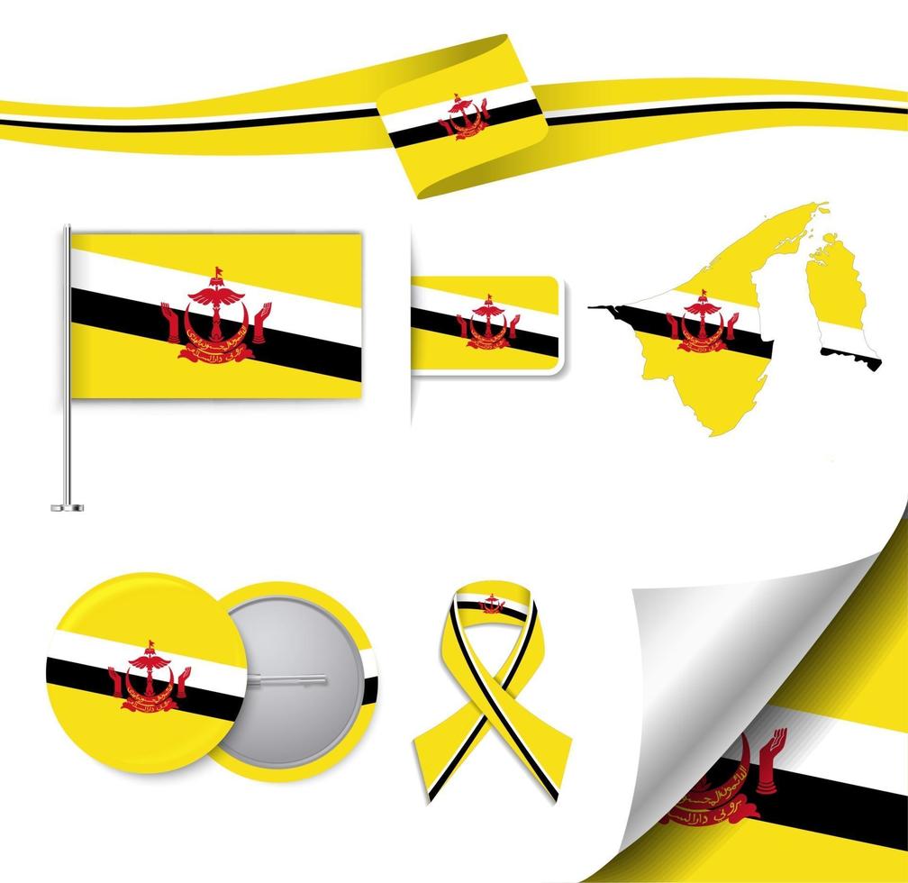 bandera de brunei con elementos vector