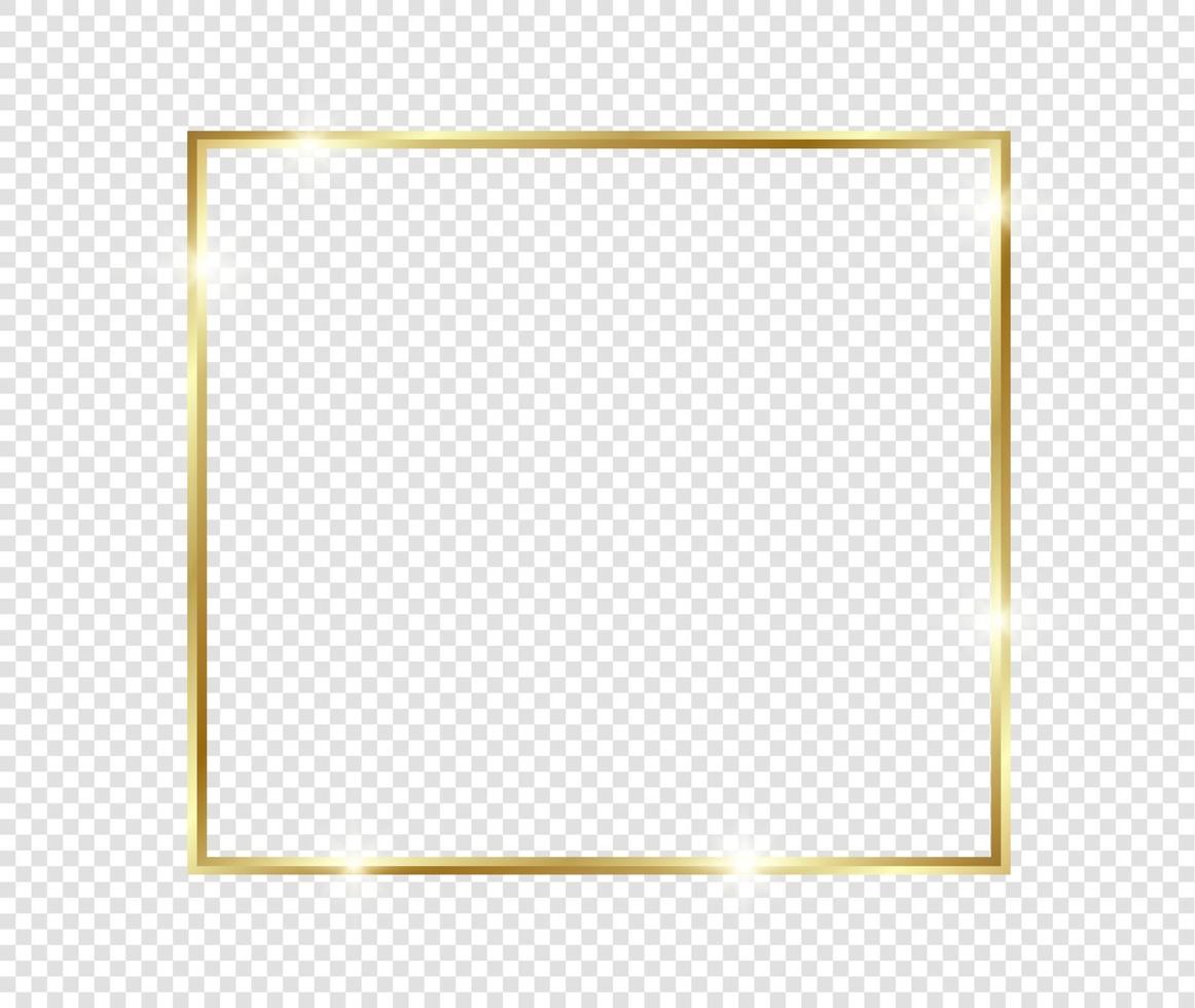 marco brillante brillante dorado realista vintage de lujo dorado con sombras aisladas sobre fondo transparente vector