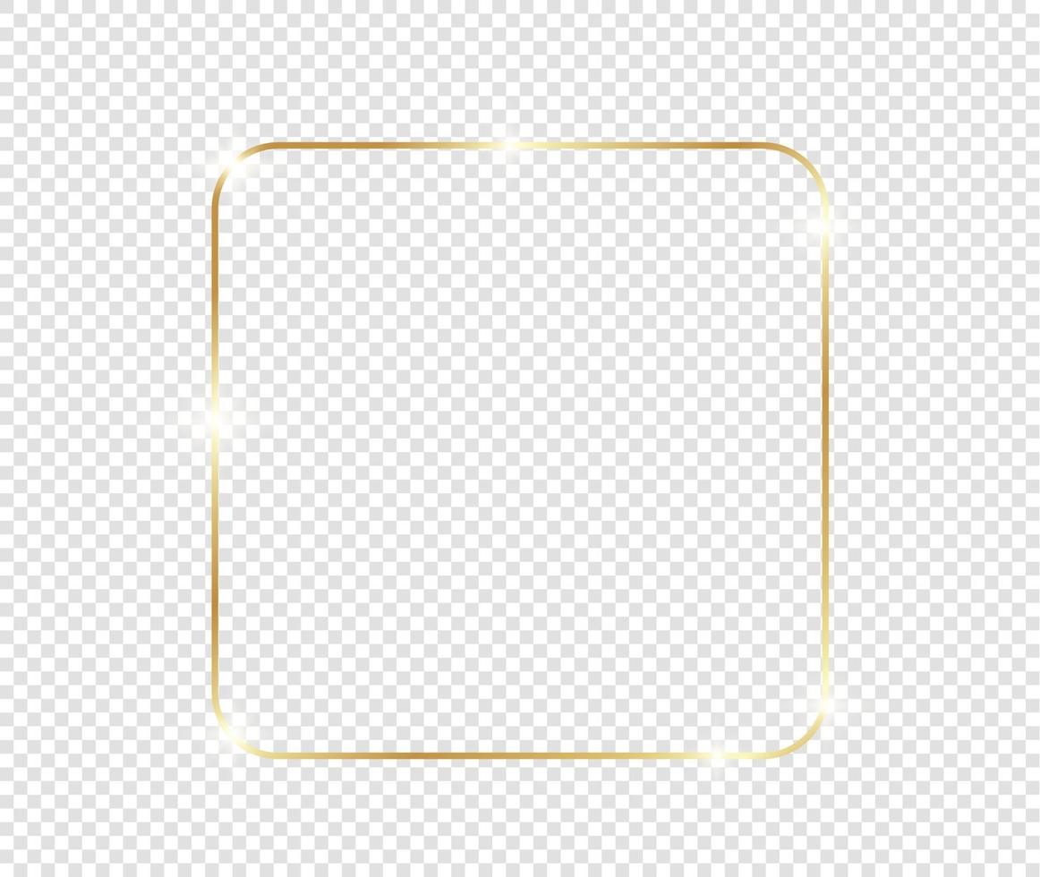 Golden luxury vintage realistic gold shiny glowing frame with shadows isolated on transparent background vector