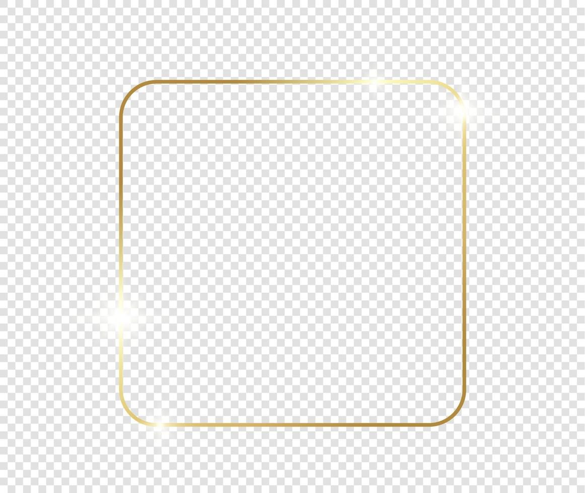 Golden luxury vintage realistic gold shiny glowing frame with shadows isolated on transparent background vector