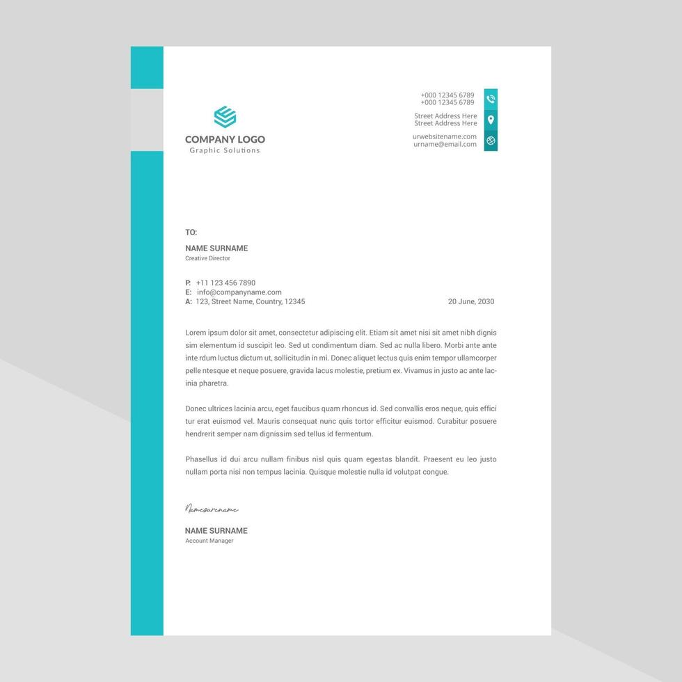 Elegant and minimalist style letterhead template design vector