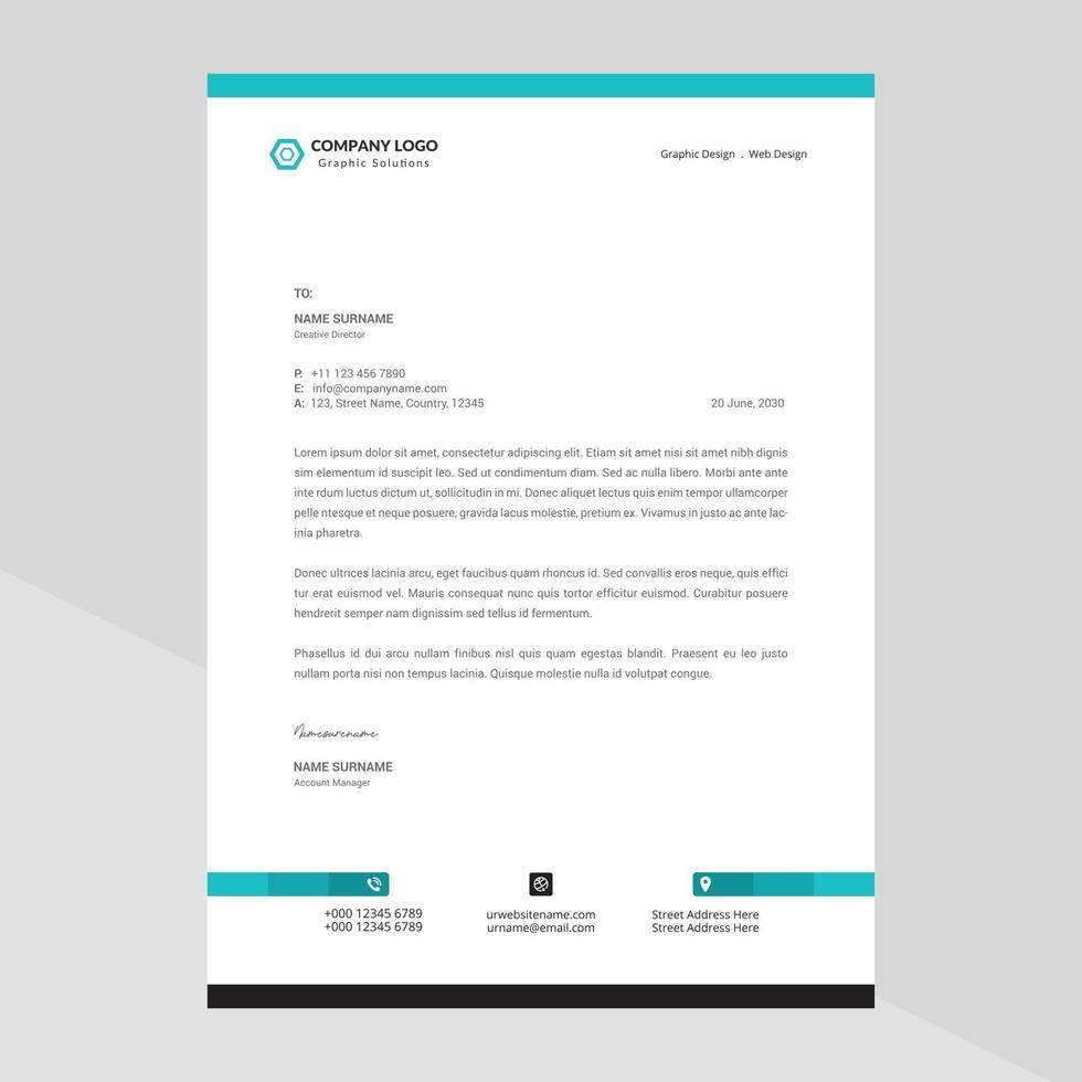 Elegant and minimalist style letterhead template design vector