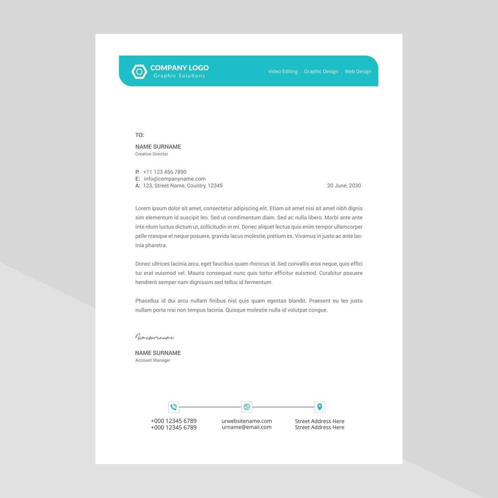 Elegant and minimalist style letterhead template design vector