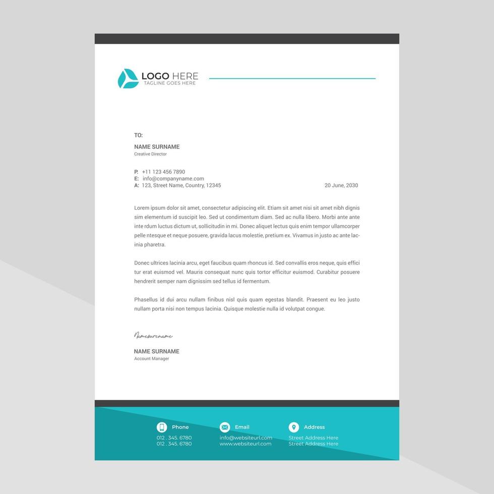 Elegant and minimalist style letterhead template design vector