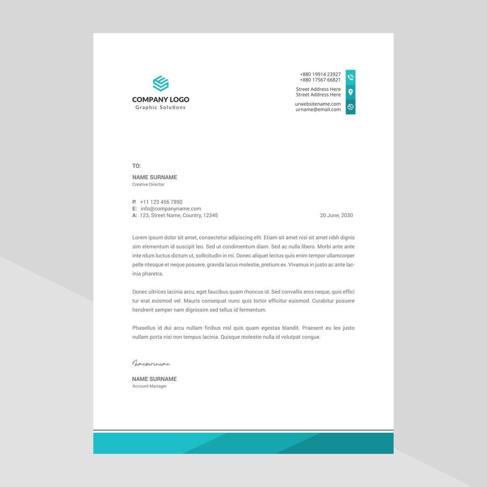 Elegant and minimalist style letterhead template design vector