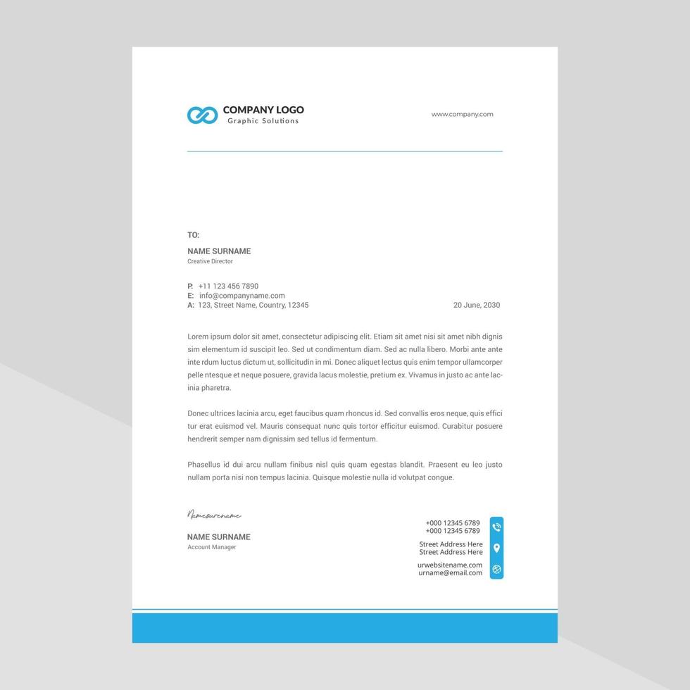 Elegant and minimalist style letterhead template design vector