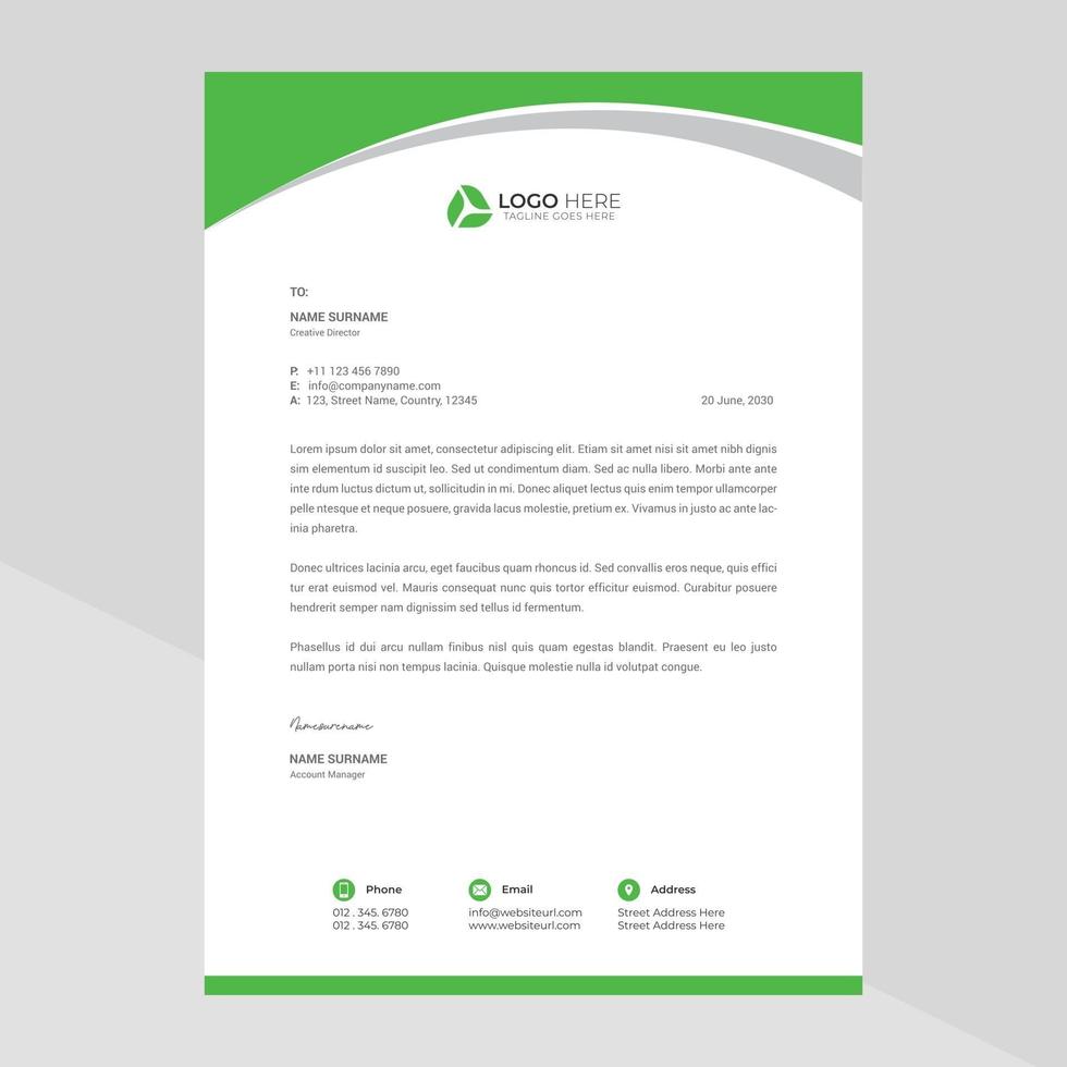 Elegant and minimalist style letterhead template design vector