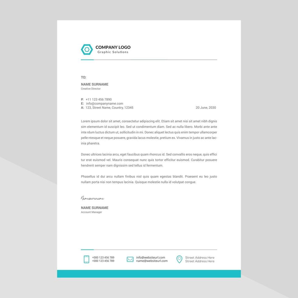 Elegant and minimalist style letterhead template design vector