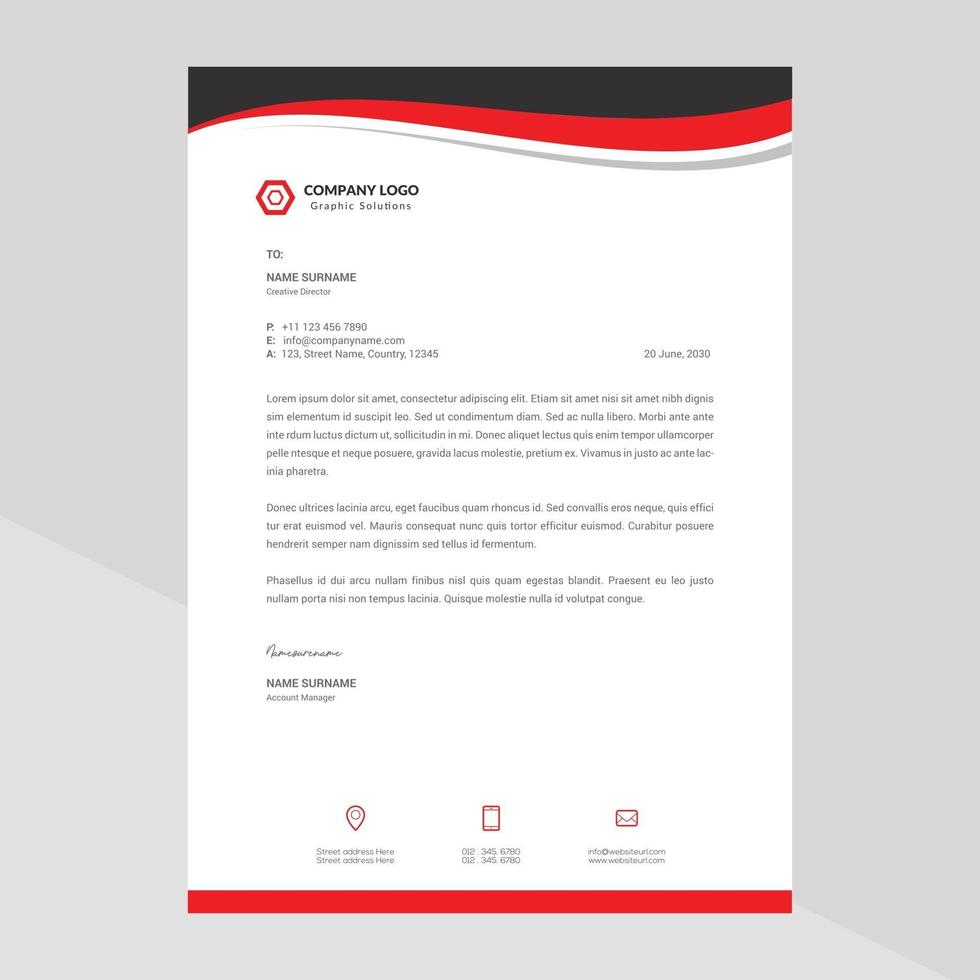 Elegant and minimalist style letterhead template design vector