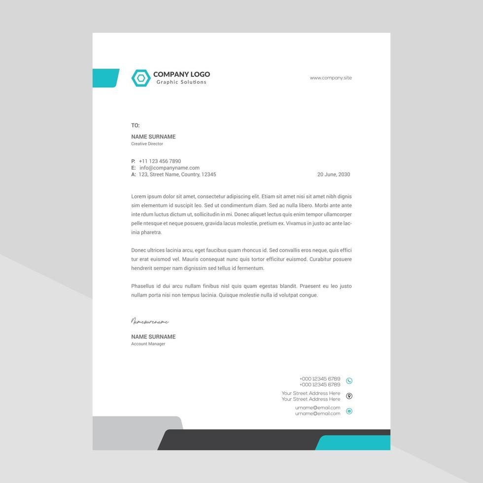 Elegant and minimalist style letterhead template design vector