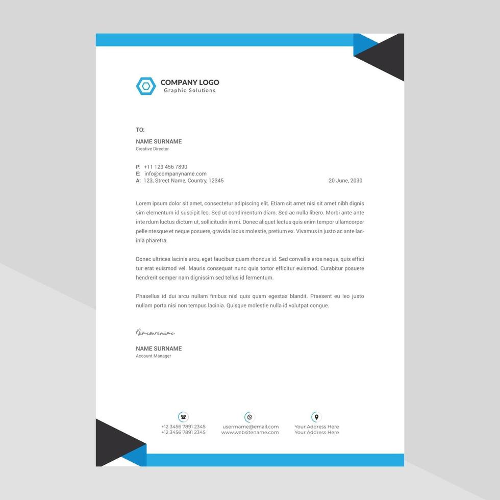 Elegant and minimalist style letterhead template design vector