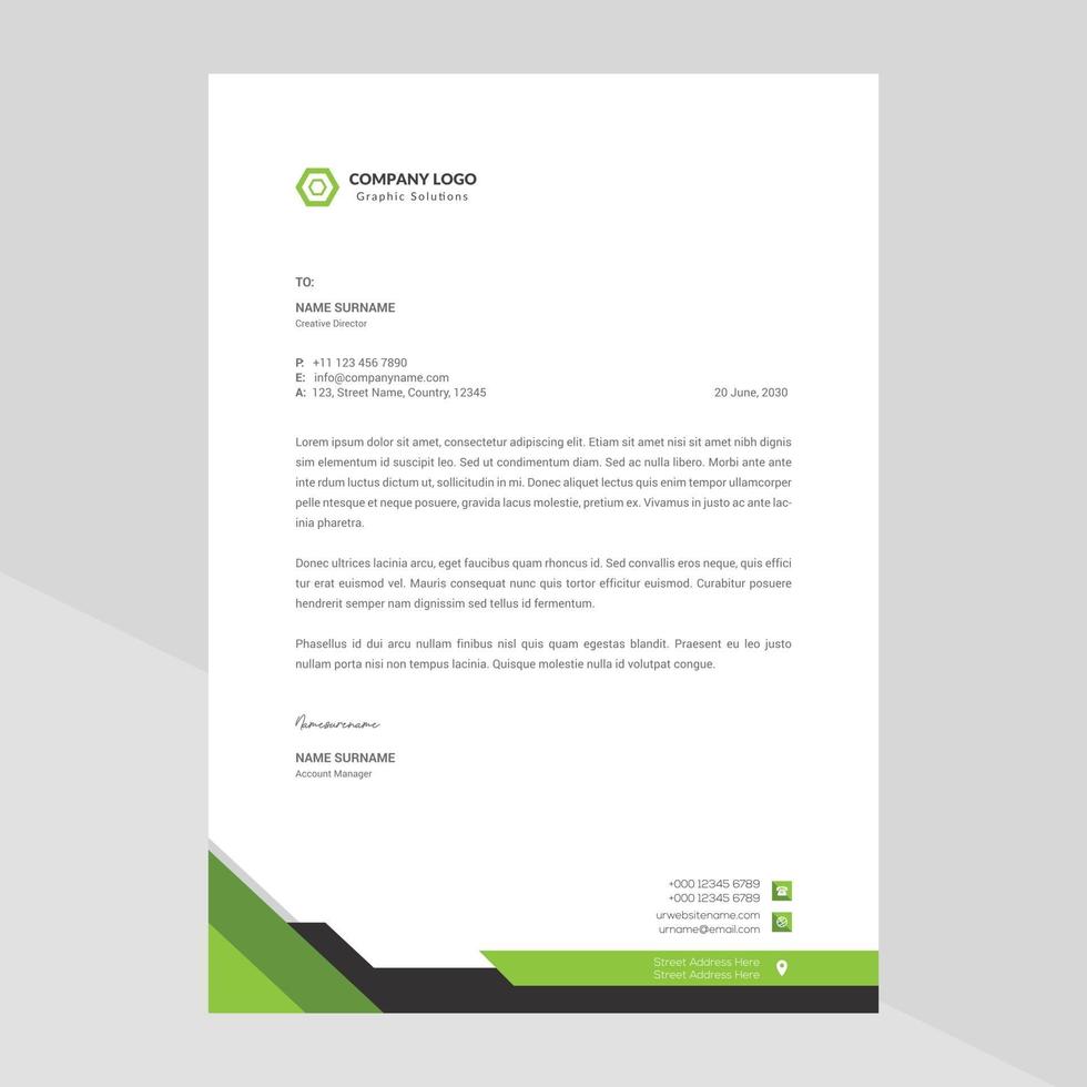 Elegant and minimalist style letterhead template design vector