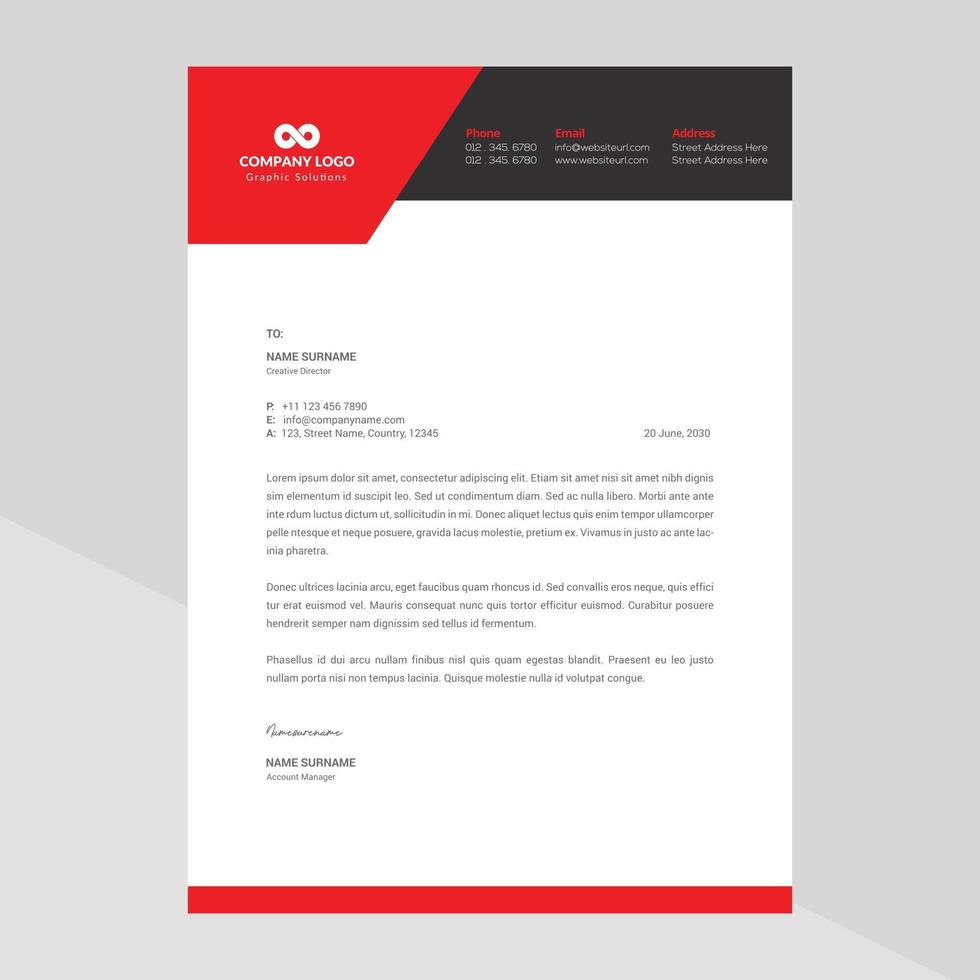 Elegant and minimalist style letterhead template design vector