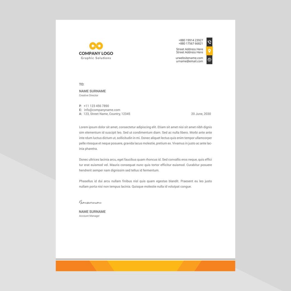 Elegant and minimalist style letterhead template design vector