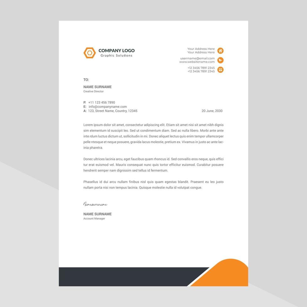 Elegant and minimalist style letterhead template design vector