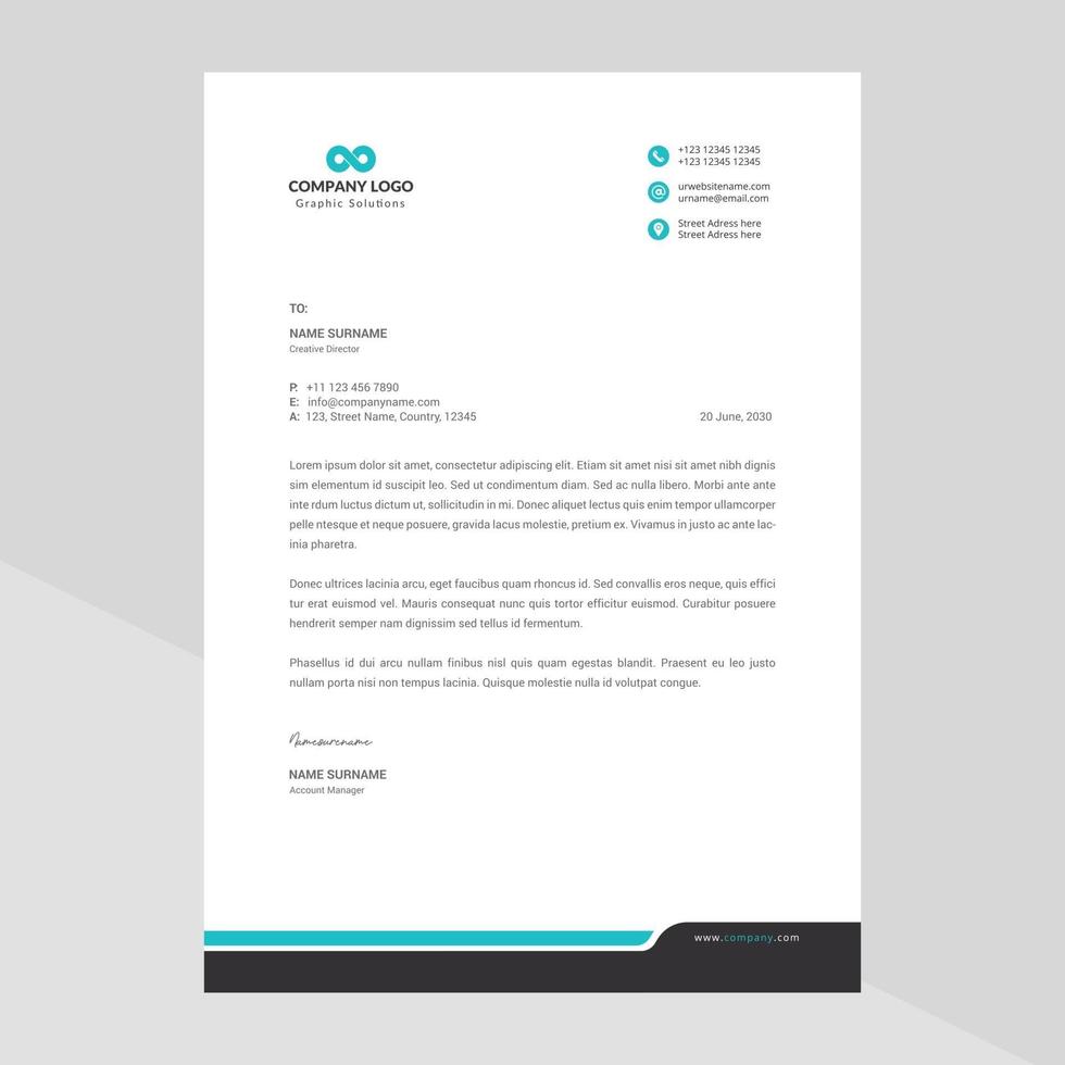 Elegant and minimalist style letterhead template design vector