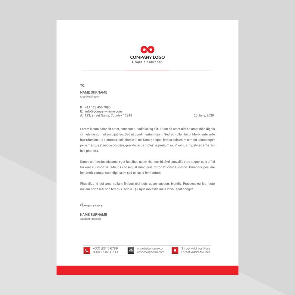 Elegant and minimalist style letterhead template design vector