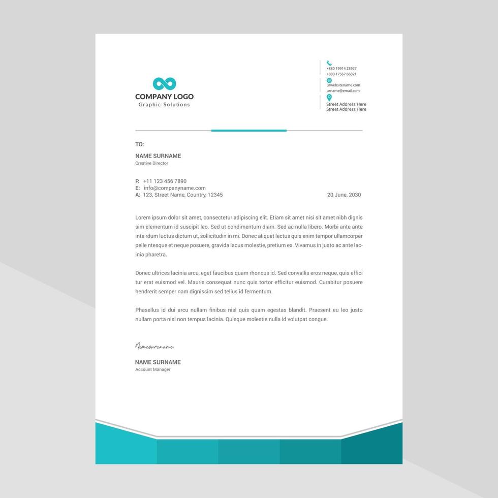 Elegant and minimalist style letterhead template design vector
