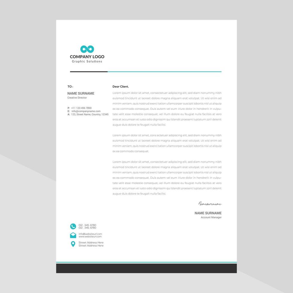 Elegant and minimalist style letterhead template design vector