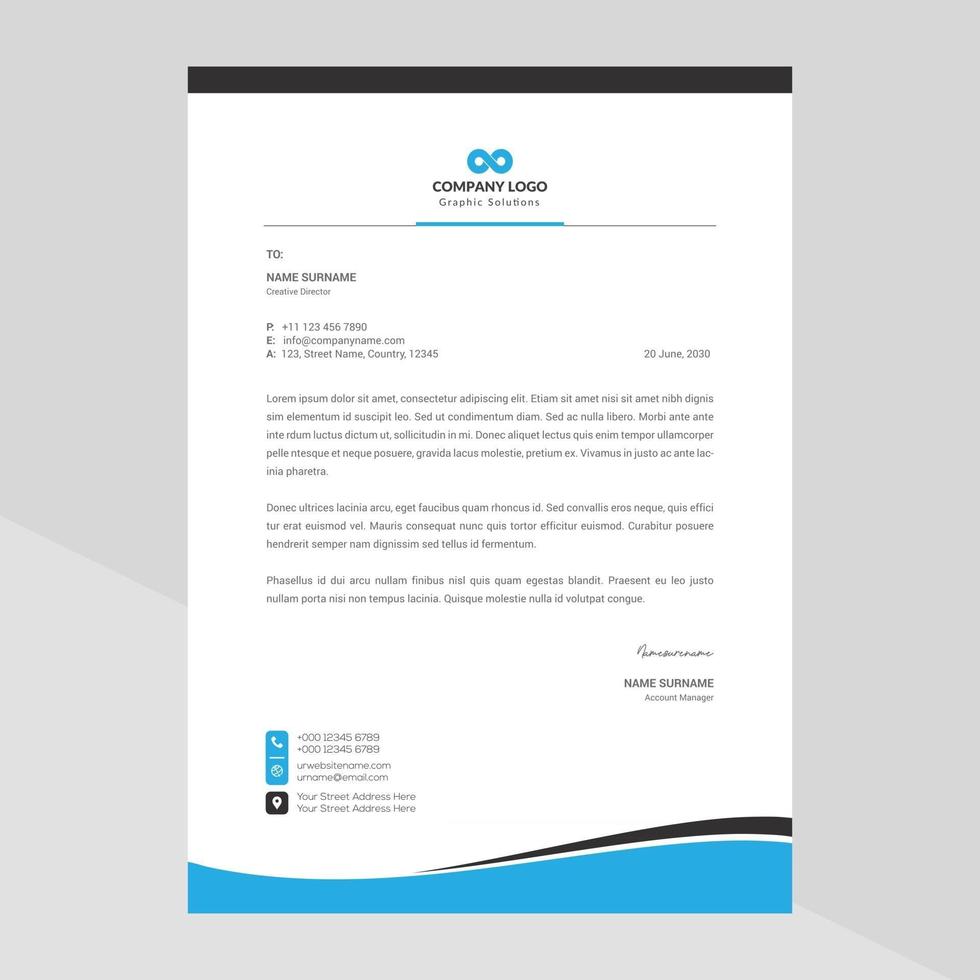 Elegant and minimalist style letterhead template design vector