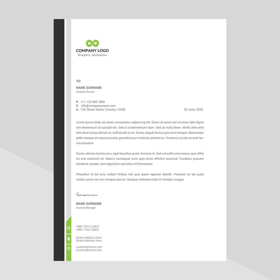 Elegant and minimalist style letterhead template design vector