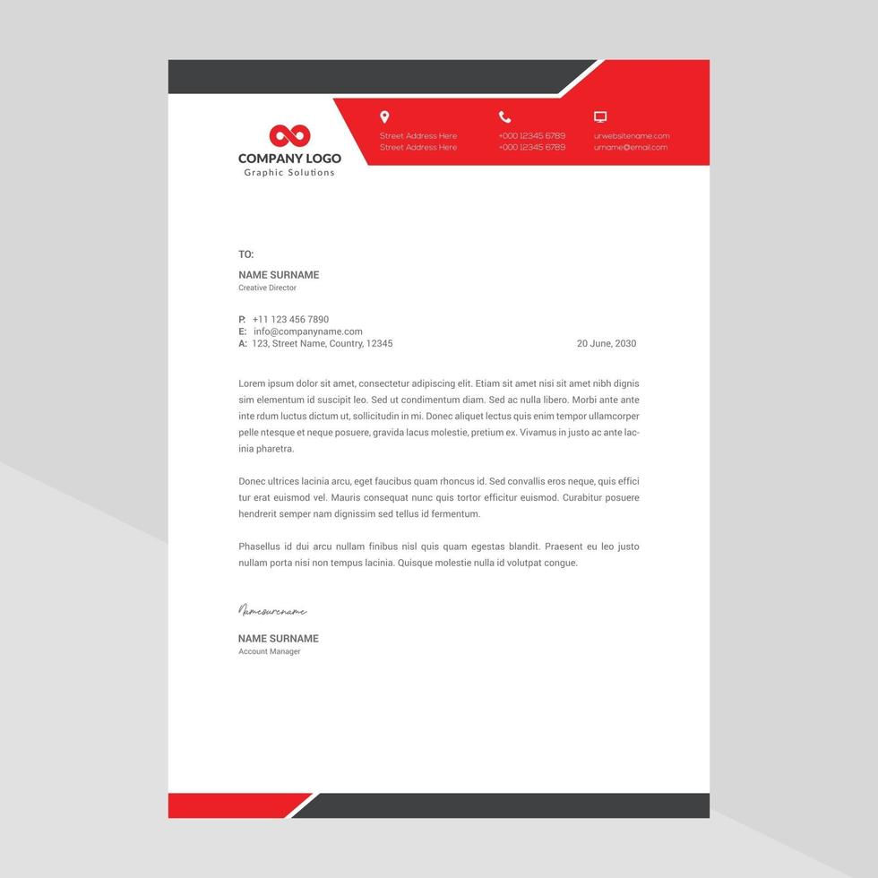 Elegant and minimalist style letterhead template design vector