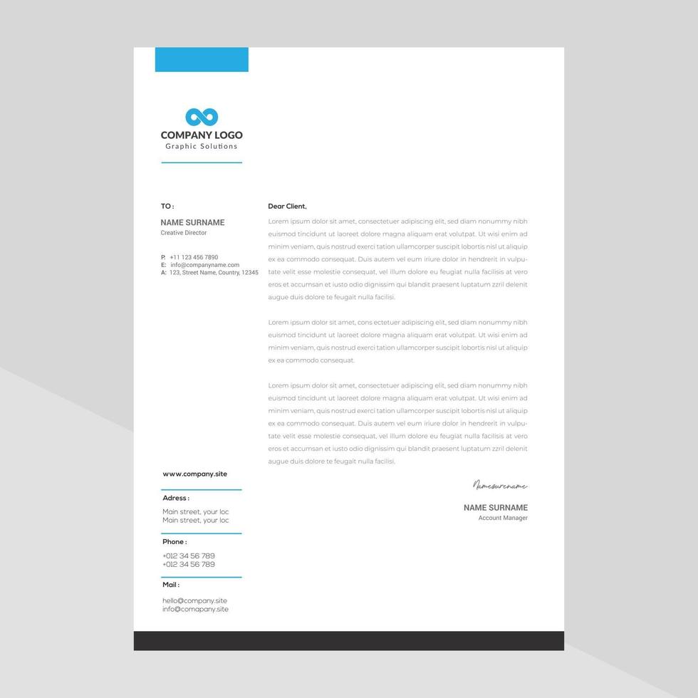 Elegant and minimalist style letterhead template design vector