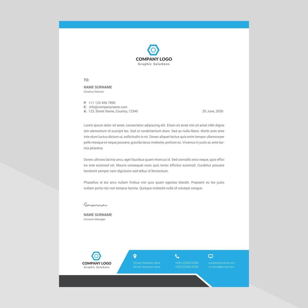 Elegant and minimalist style letterhead template design vector