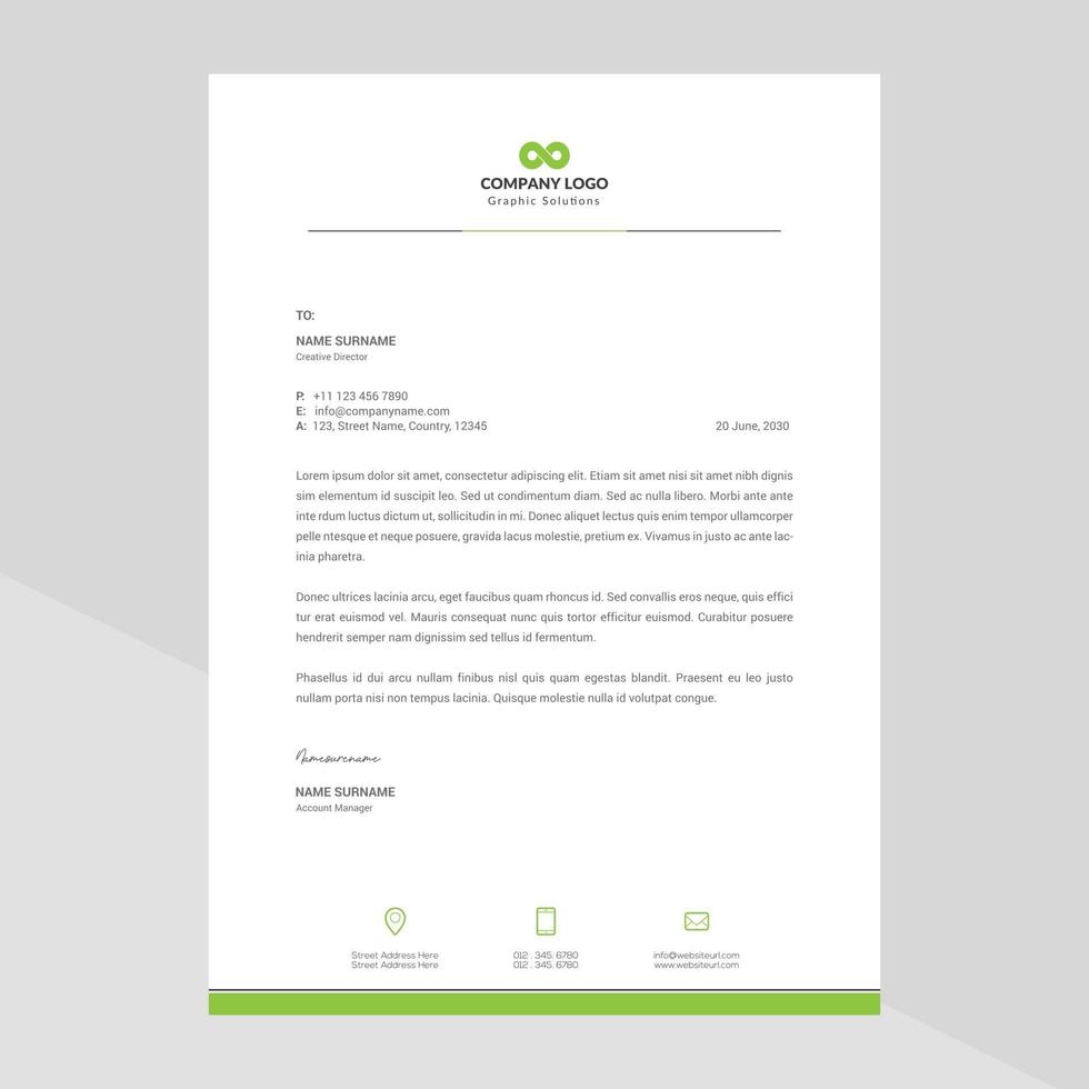 Elegant and minimalist style letterhead template design vector