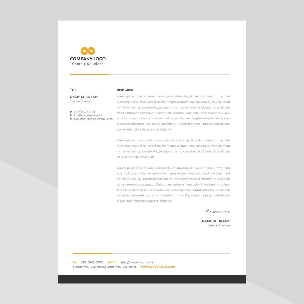 Elegant and minimalist style letterhead template design vector