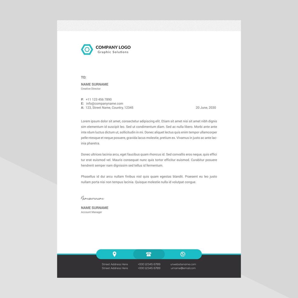 Elegant and minimalist style letterhead template design vector