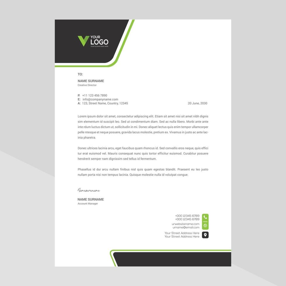 Elegant and minimalist style letterhead template design vector