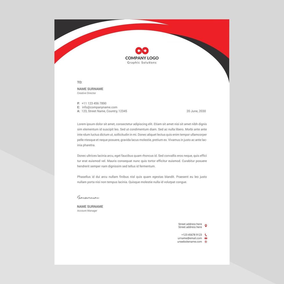 Elegant and minimalist style letterhead template design vector