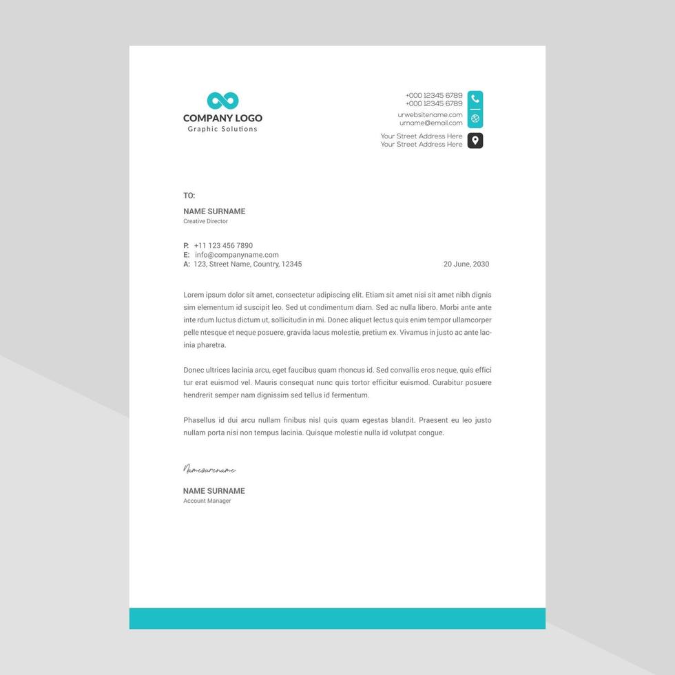 Elegant and minimalist style letterhead template design vector